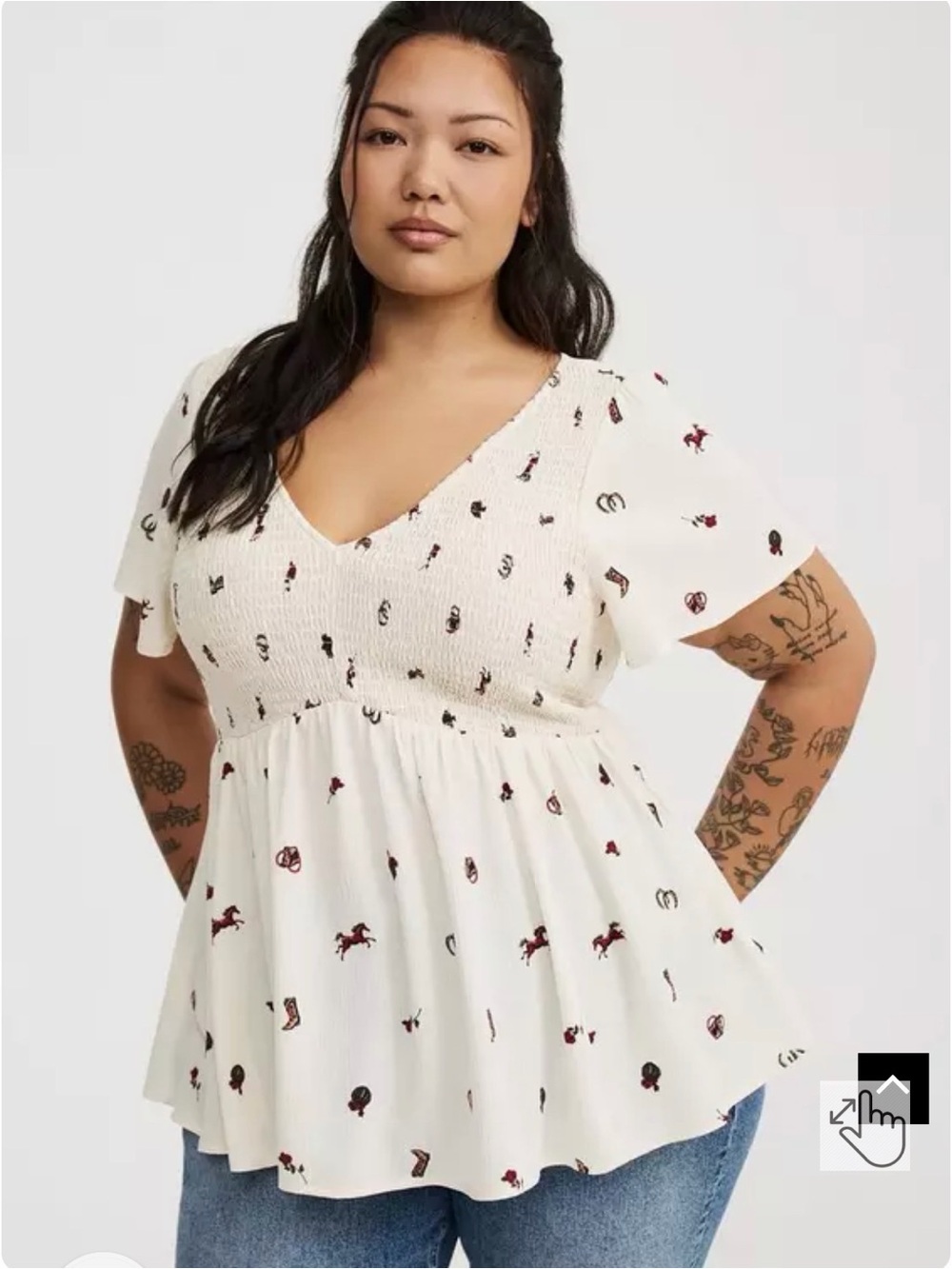 torrid White Smocked Peplum Top